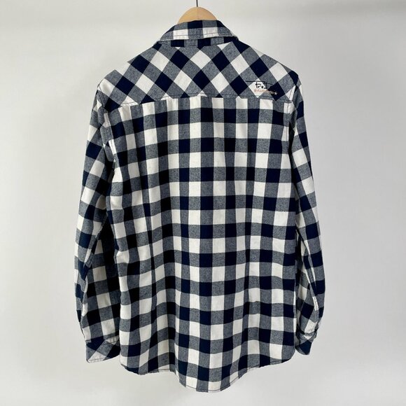 Fred Perry Large Check Long Sleeved Gingham Shirt, Navy/White, Size XL - Picture 5 of 7
